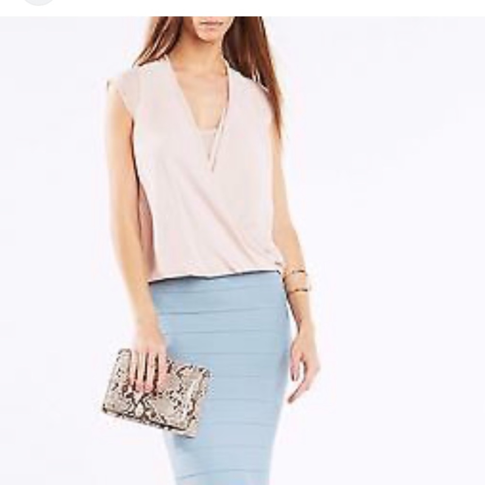 BCBGMaxAzria Remy sleeveless wrap top.